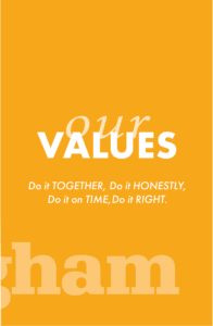 Cunninghams | Our Values Banner - Do it TOGETHER, Do it HONESTLY, Do it on TIME, Do it RIGHT