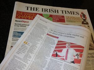 Cunningham Covers feature in Irish Times Newspaper March 2012
